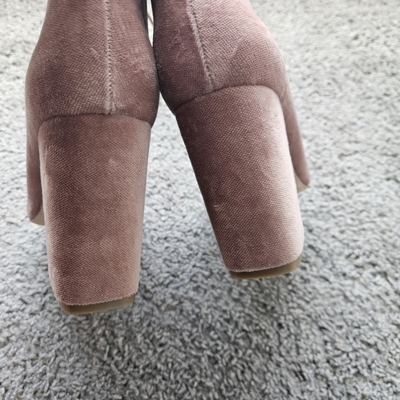Joie Lakia Blush Velvet peep toe lace up heel boots size 38.5/8.5 - Picture 6 of 10